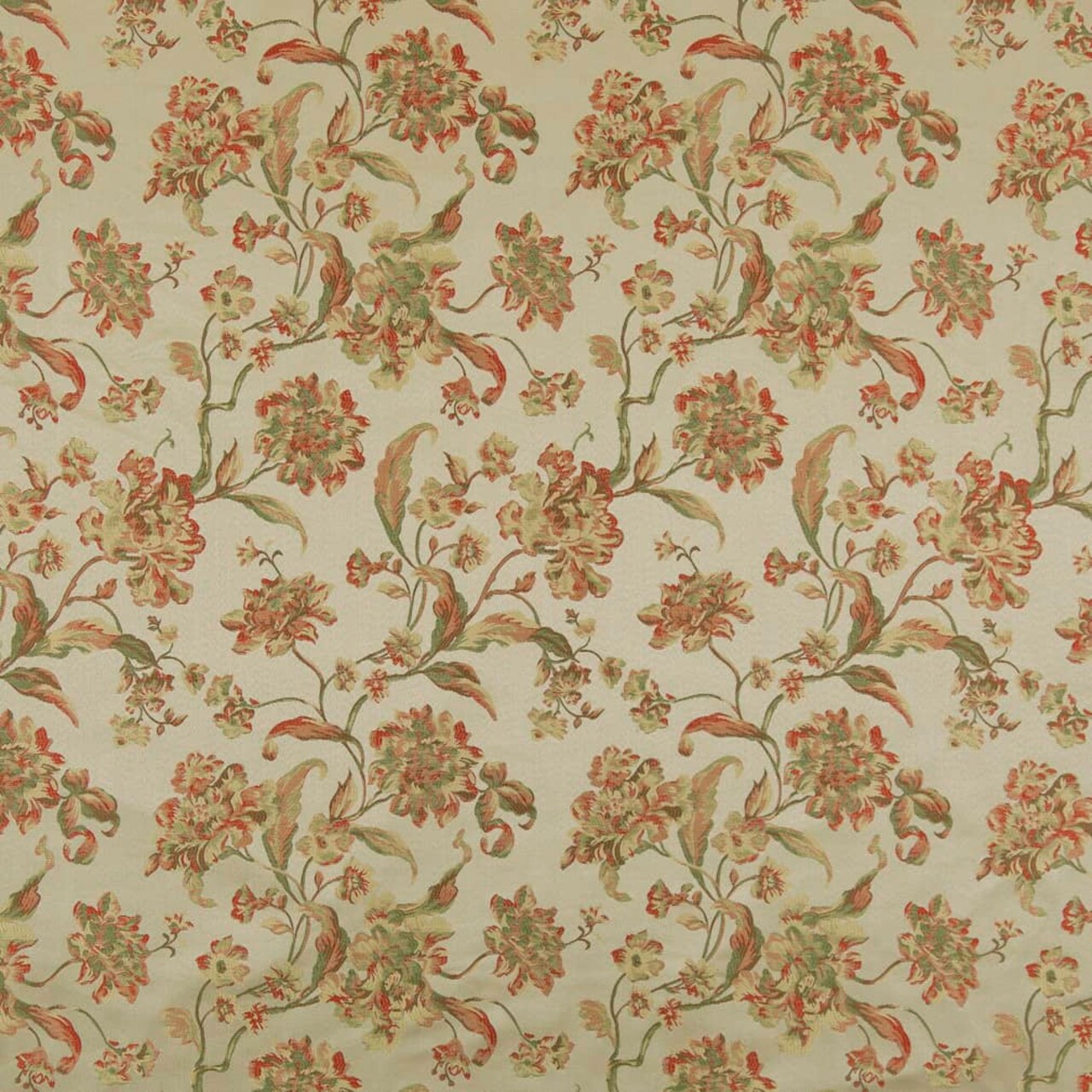 Garden Cecile - Coral & Peach Floral Upholstery Fabric 54 Inches"